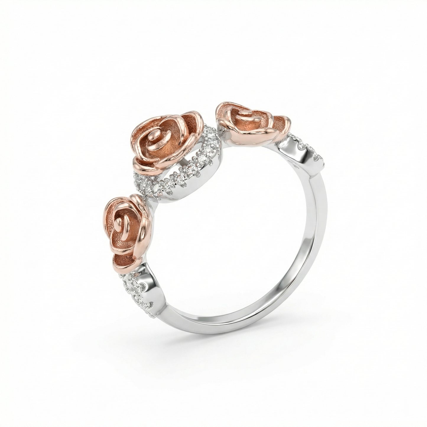 925 Sterling Silver Silver Rosegold Tri Euphoria Ring