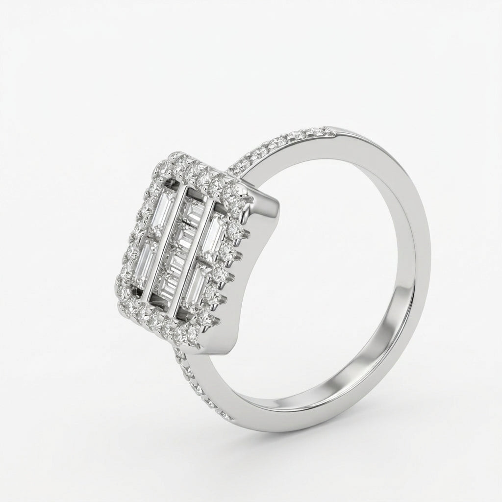 925 Sterling Silver Silver Square Serenade Ring