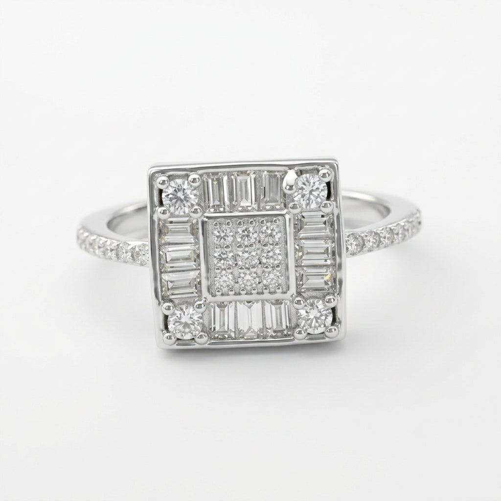 925 Sterling Silver Silver Mosaic Mirage Ring