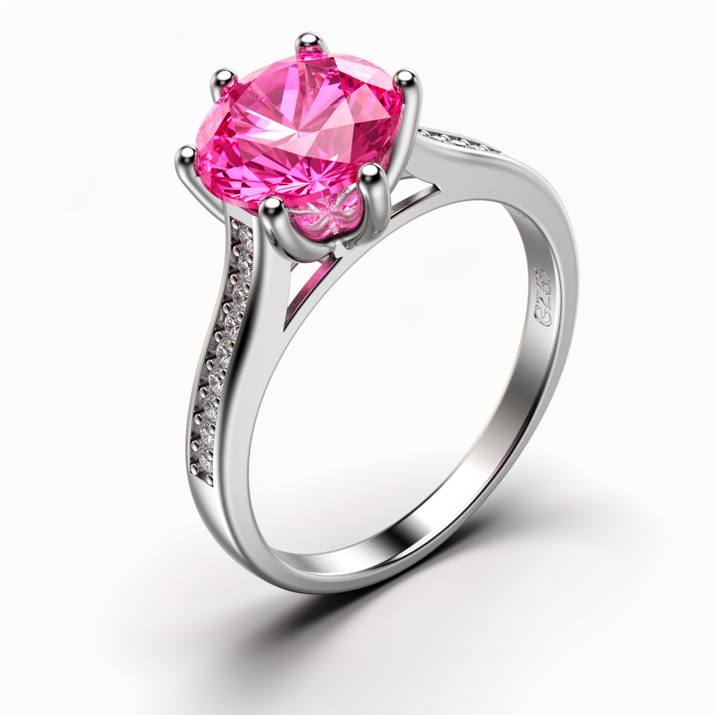 925 Sterling Silver Silver Red Queen Solitaire Ring