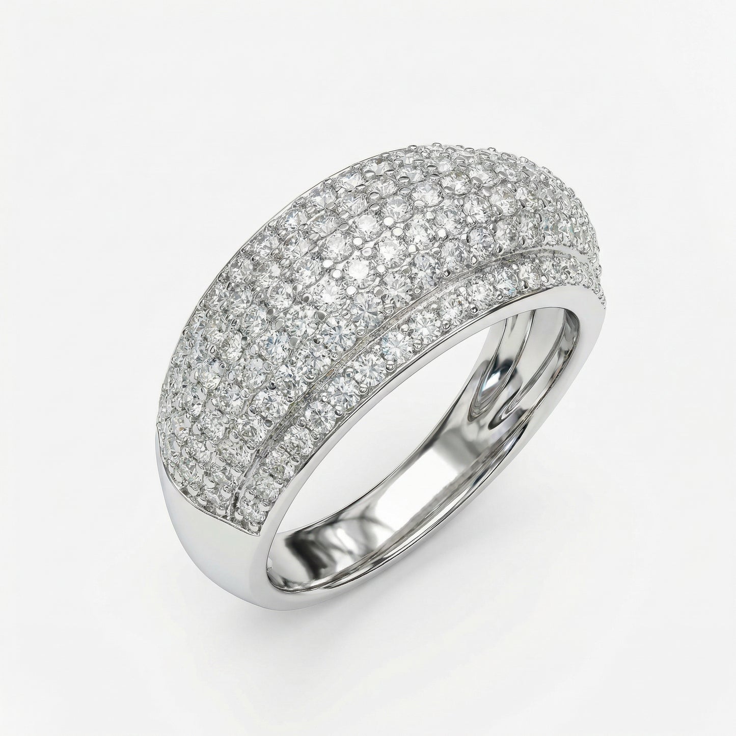 925 Sterling Silver Silver Luminary Diamond Band