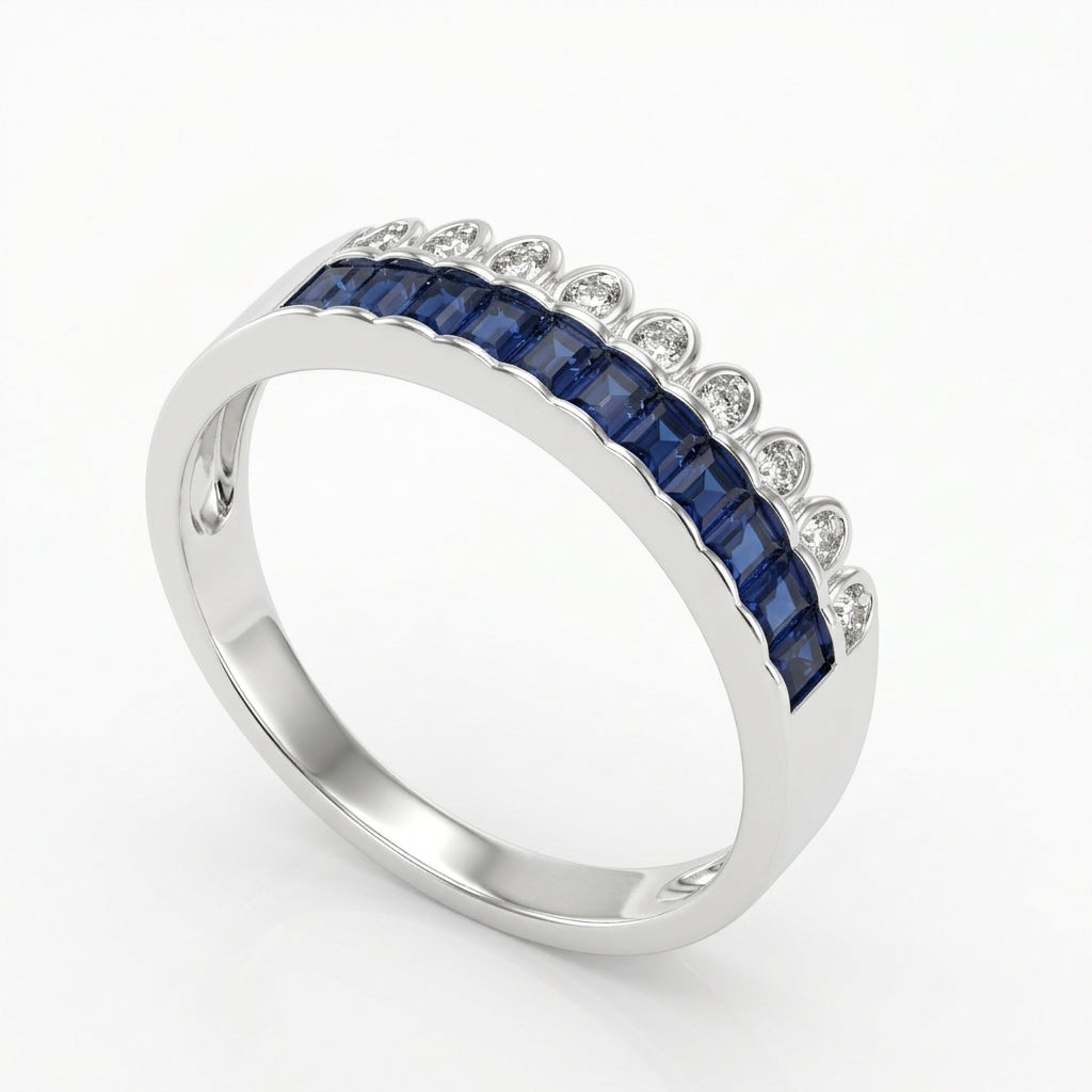 925 Sterling Silver Siver Blue Horizon Band