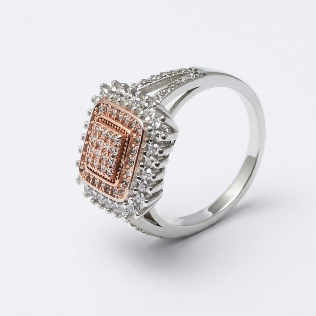925 Sterling Silver Copper Luster Ring