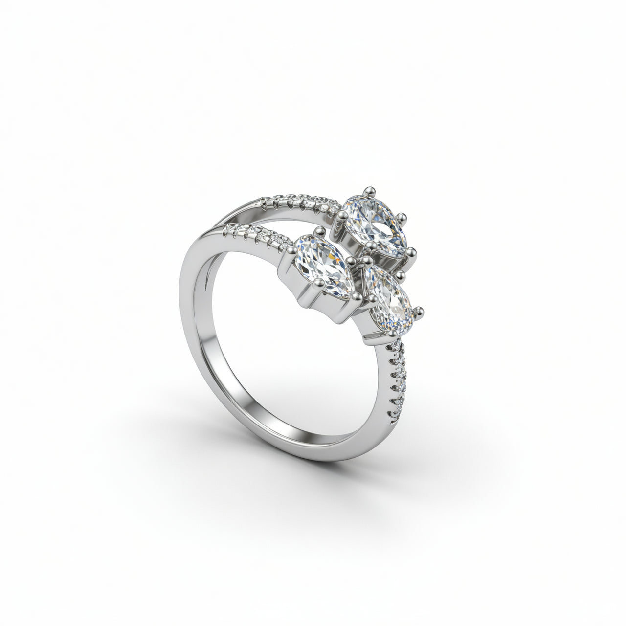 925 Sterling Silver Gleaming Diamond Ring