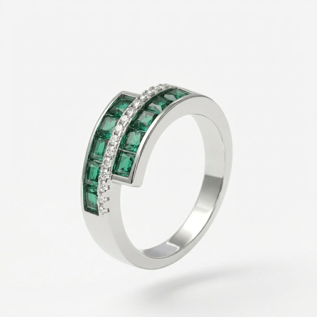 925 Sterling Silver Green Glow Band