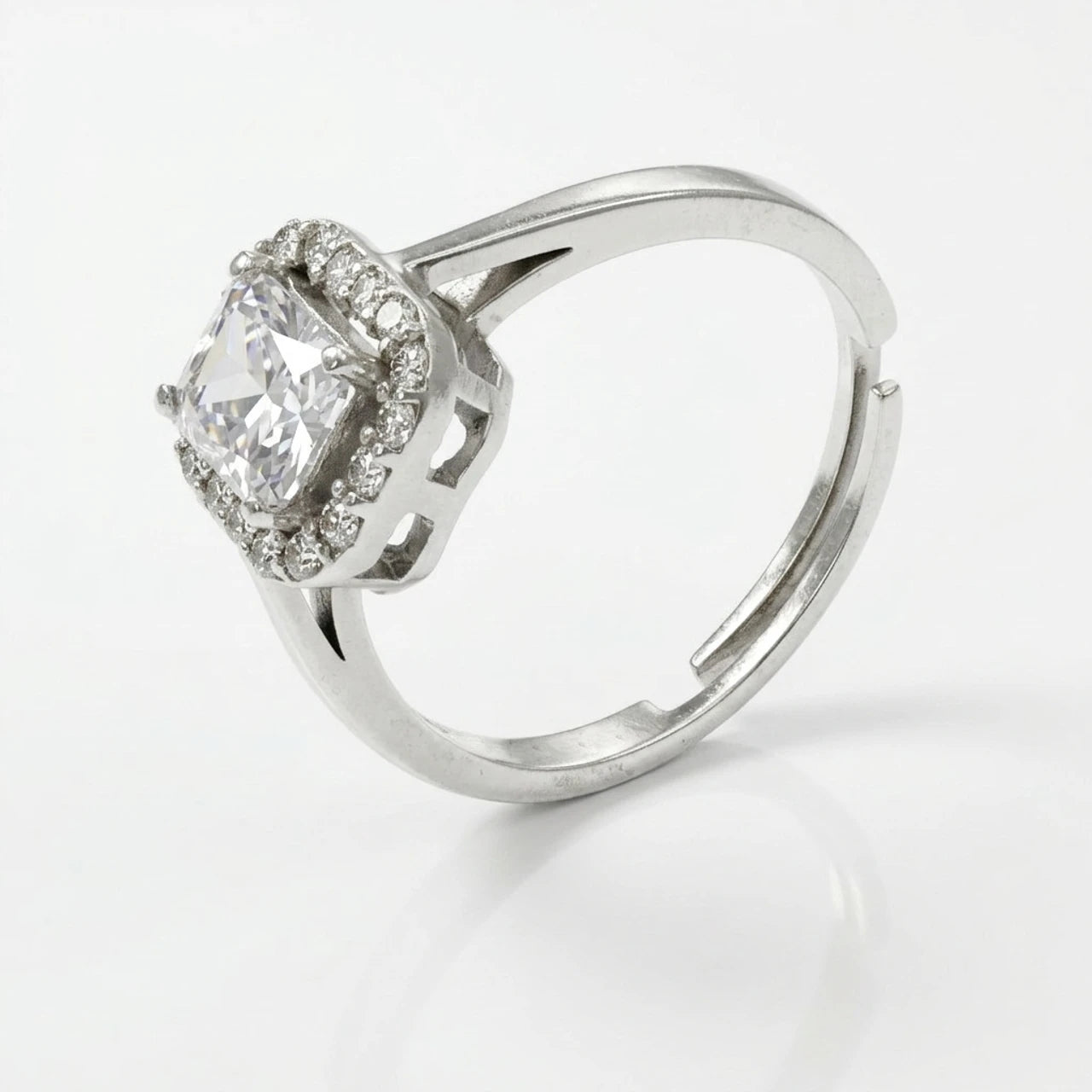 925 Silver Ring for Women Sterling Silver Zircon Rhodium Plated Ring