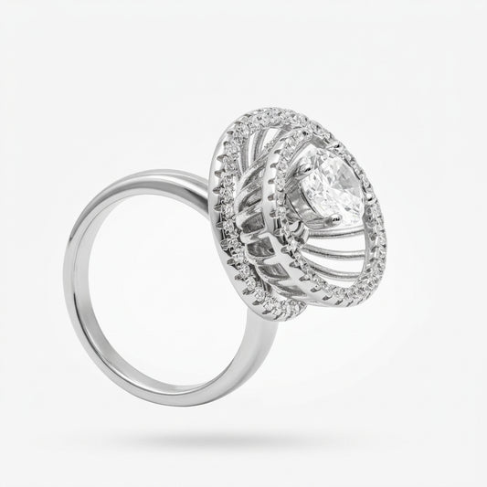 925 Sterling Silver Silver Spinflare Solitair Ring