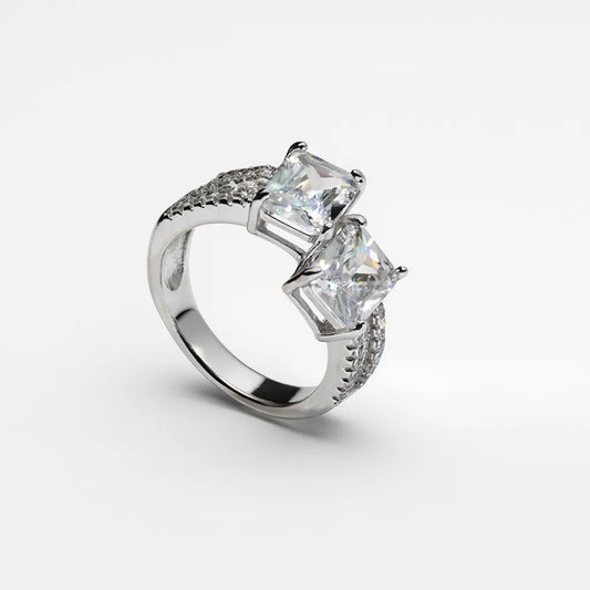 925 Sterling Silver Twin Prism Ring