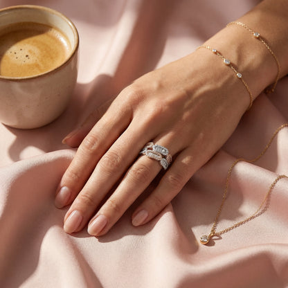 925 Sterling Silver Ember Rose Gold Elegance Ring