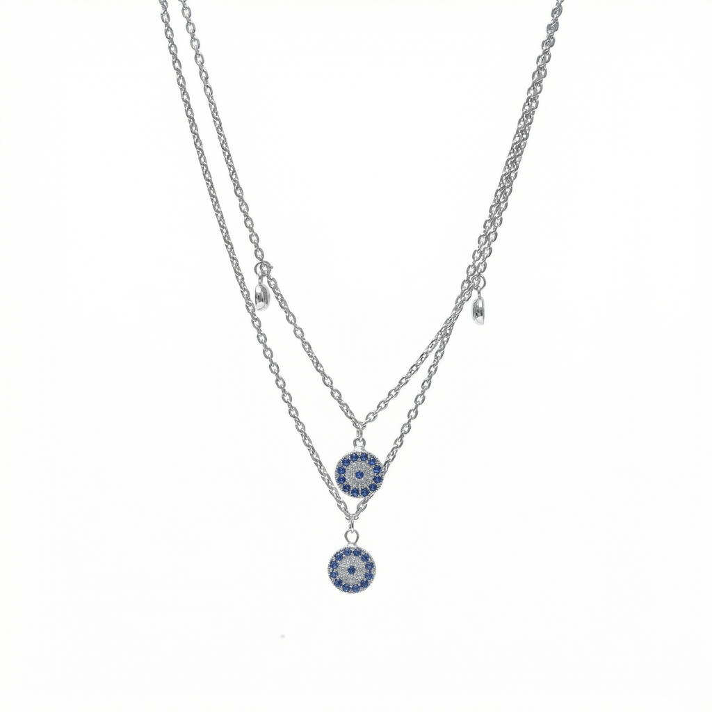925 Sterling Silver Evil Eye Neck Chain for women (6gm)