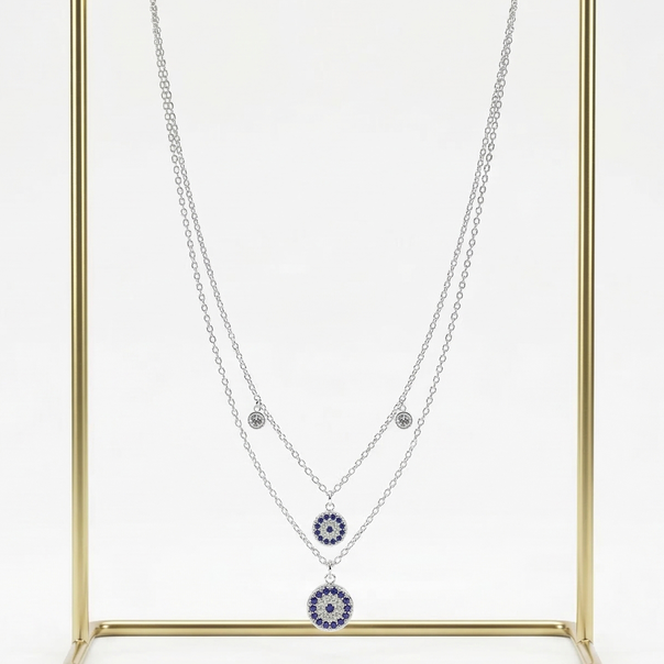 925 Sterling Silver Evil Eye Neck Chain for women (6gm)