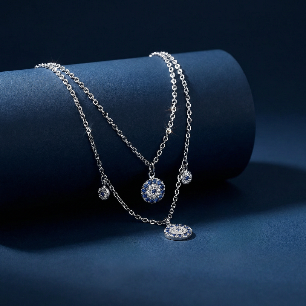 925 Sterling Silver Evil Eye Neck Chain for women (6gm)