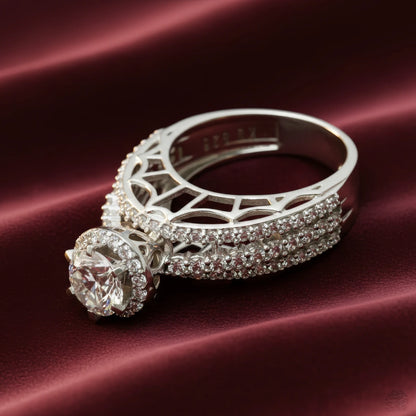 925 Sterling Silver Crowned Brilliance Halo Ring