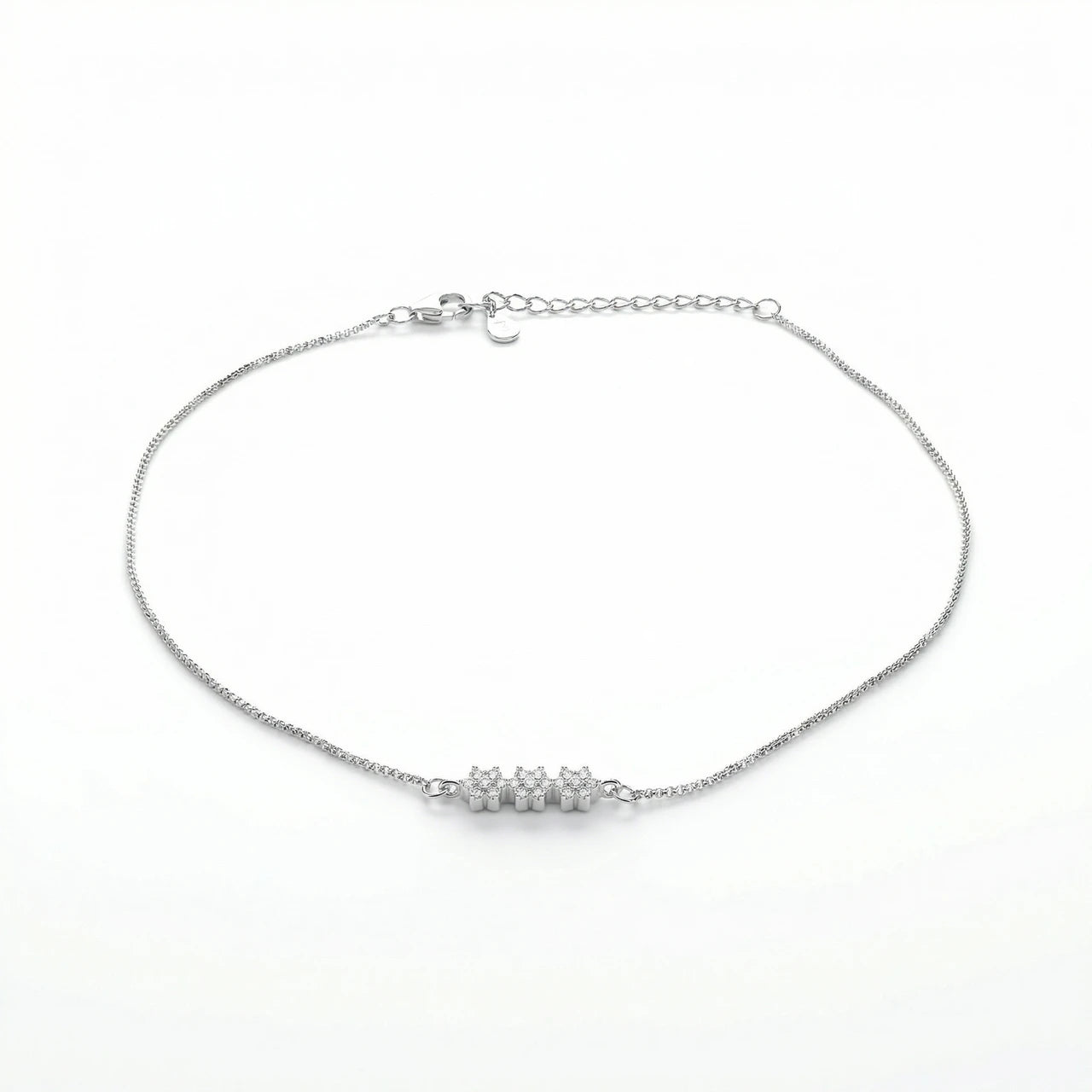 925 Sterling Silver Classic Trio Elegance Anklet