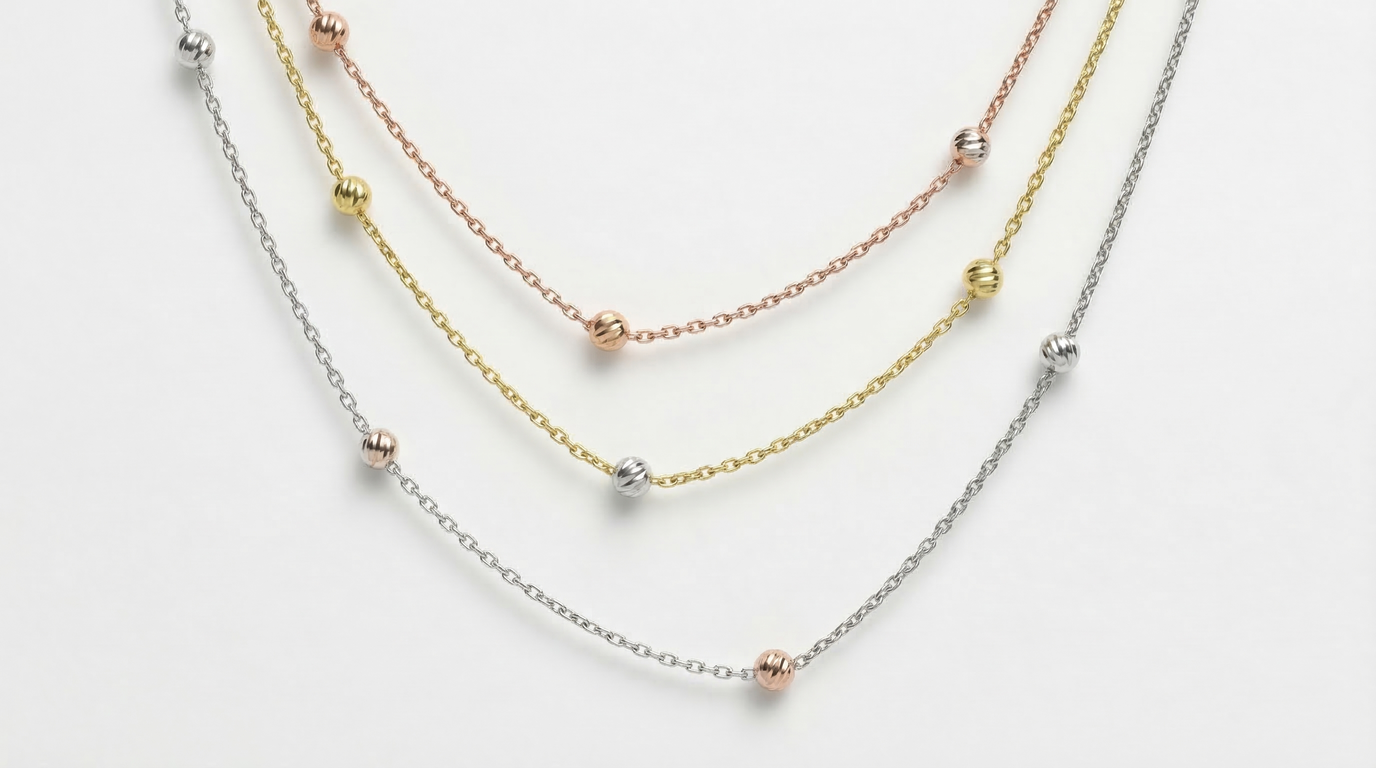 925 Sterling Silver 3 Layer Neck Chain for women (9gm)