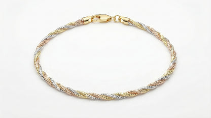 925 Sterling Silver Tri Colour Vortex Vista Anklet