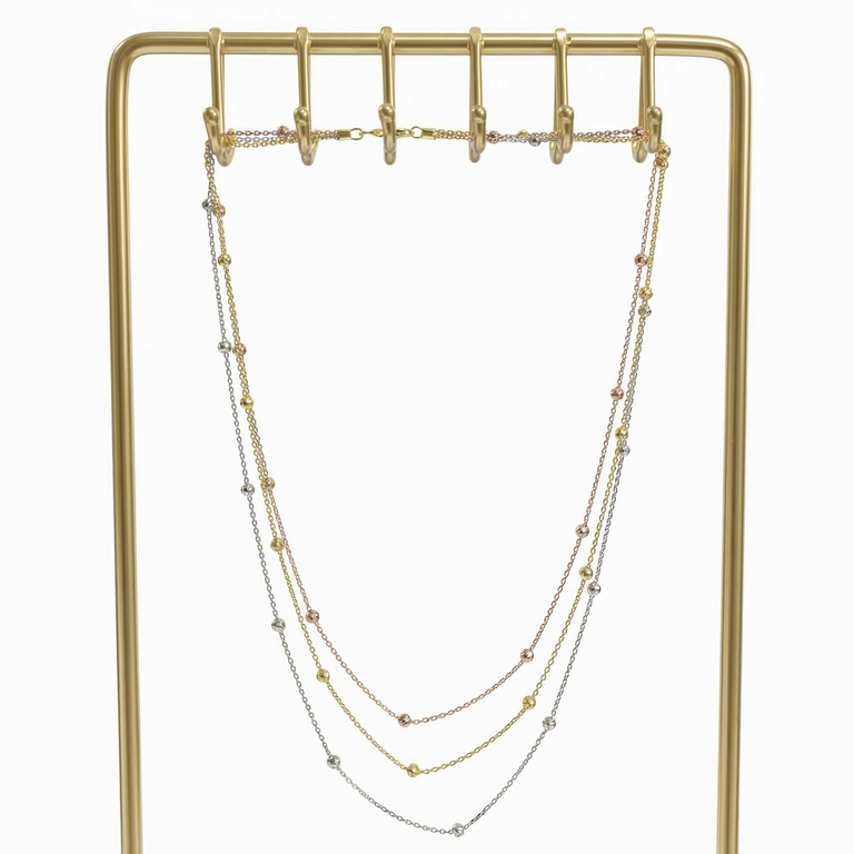 925 Sterling Silver 3 Layer Neck Chain for women (9gm)