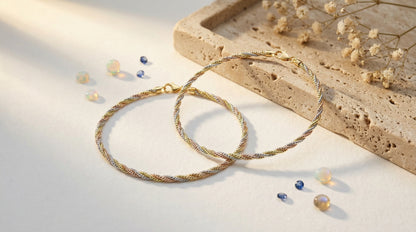 925 Sterling Silver Tri Colour Vortex Vista Anklet